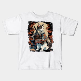 Japanese Cat Samurai Katana Catana - Cat lover Kids T-Shirt